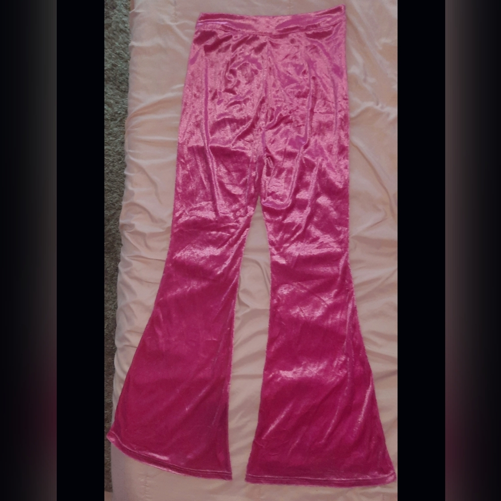 Pretty Little Thing Velour Hot Pink Flare Pants
